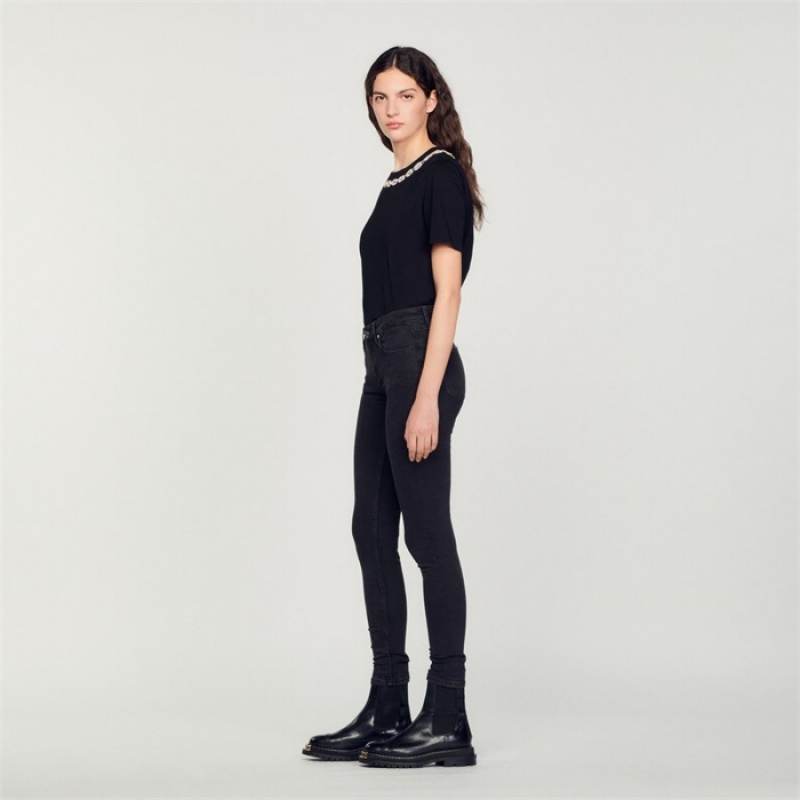 Sandro Slim jeans with regular waist Black | SN-SDO64830