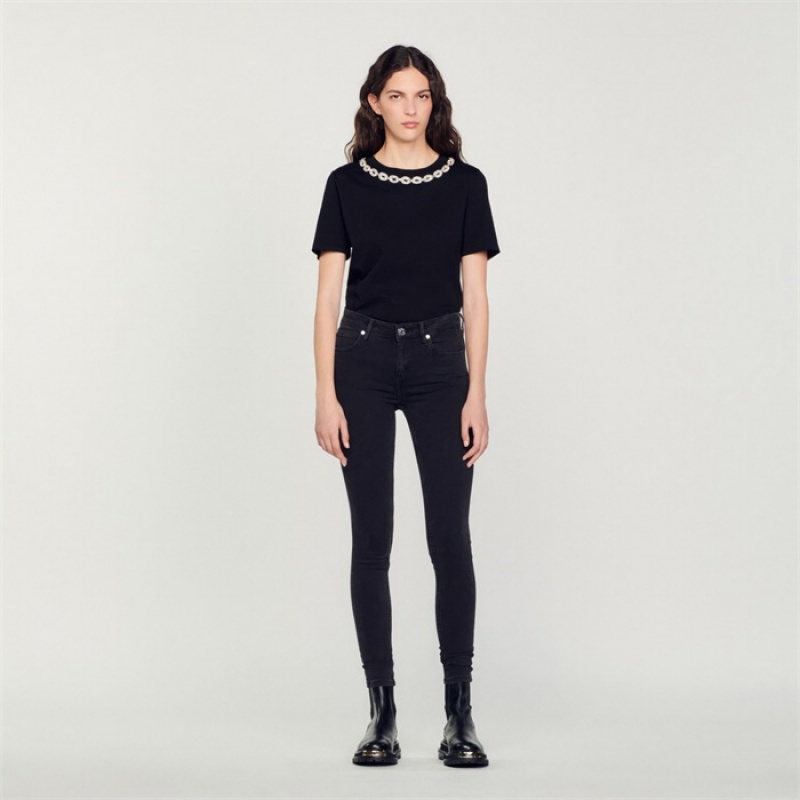 Sandro Slim jeans with regular waist Black | SN-SDO64830