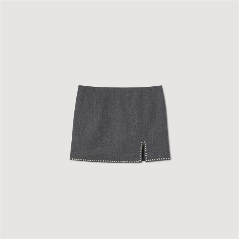 Sandro Slit mini skirt Dark Grey | SN-SDO64724