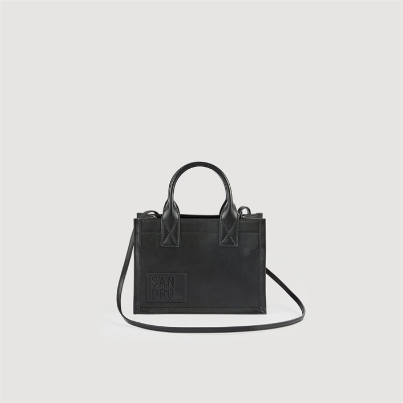 Sandro Small Kasbah tote in smooth leather Black | SN-SDO64863