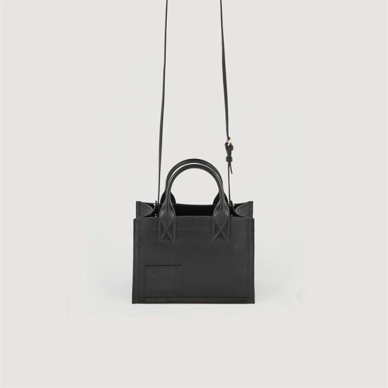 Sandro Small Kasbah tote in smooth leather Black | SN-SDO64863