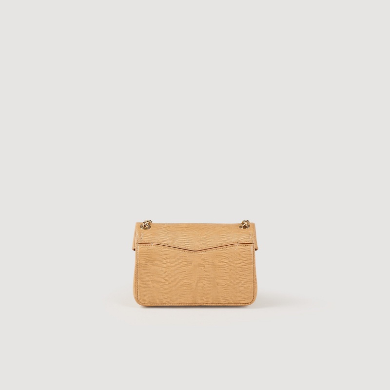 Sandro Small embossed leather Yza bag Beige | SN-SDO64876