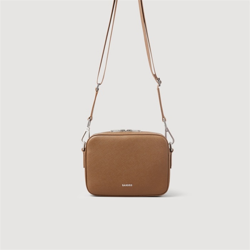 Sandro Small saffiano leather bag Brown Olive | SN-SDO65395