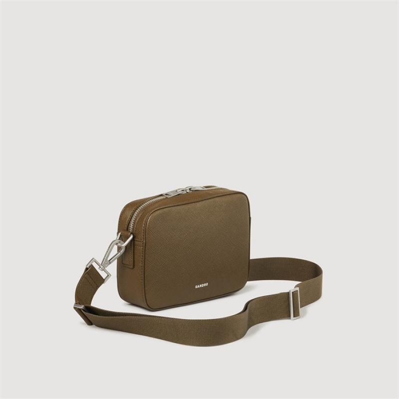 Sandro Small saffiano leather bag Dark Khaki | SN-SDO65403