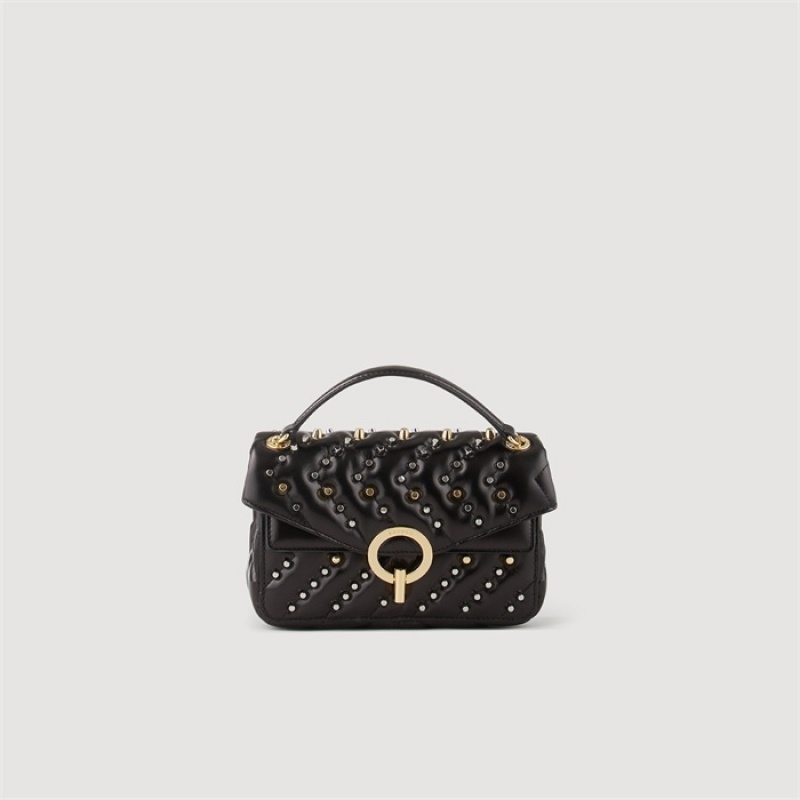 Sandro Small studded leather Yza bag Black | SN-SDO64860