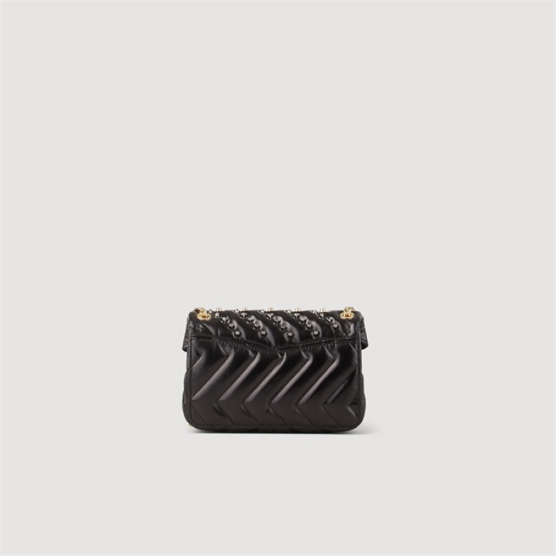 Sandro Small studded leather Yza bag Black | SN-SDO64860