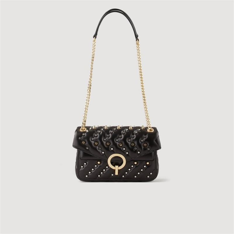 Sandro Small studded leather Yza bag Black | SN-SDO64860