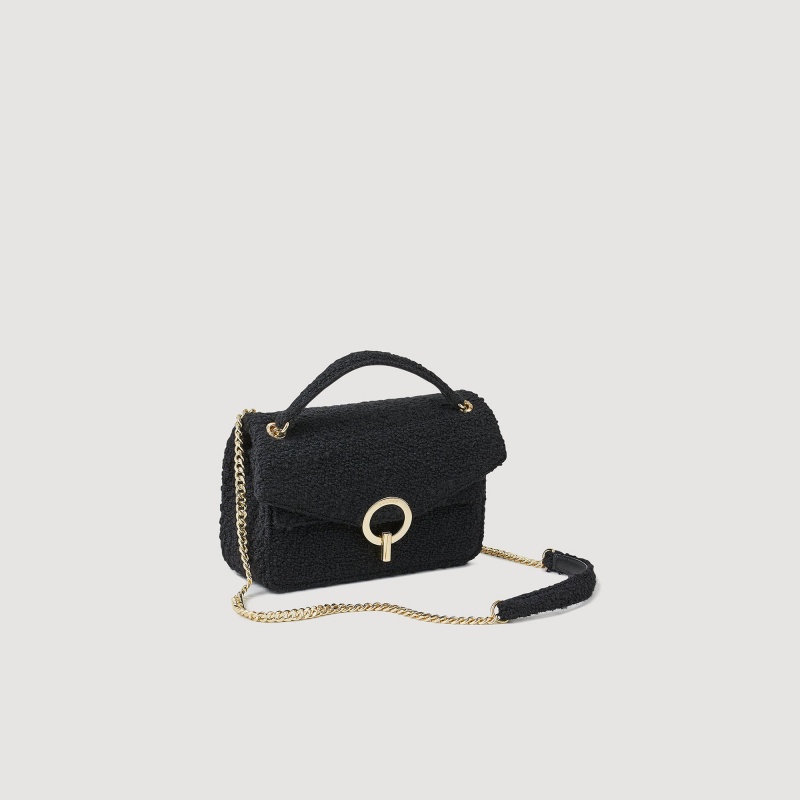 Sandro Small tweed YZA bag Black | SN-SDO64847