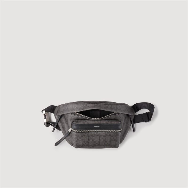 Sandro Square Cross coated canvas belt bag Black | SN-SDO65401