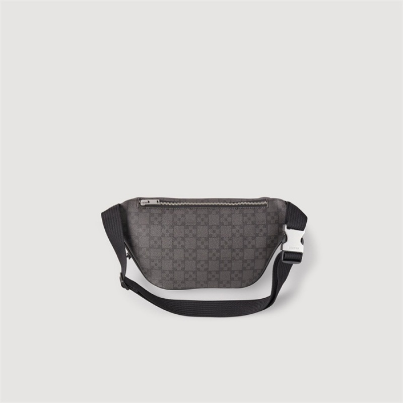 Sandro Square Cross coated canvas belt bag Black | SN-SDO65401