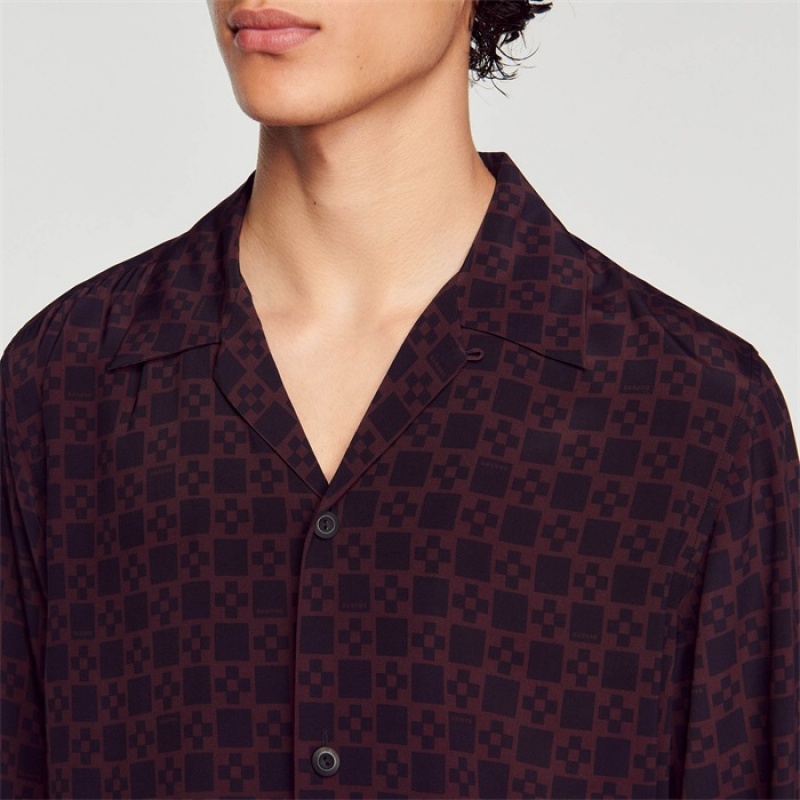 Sandro Square Cross shirt Black Brown | SN-SDO65057