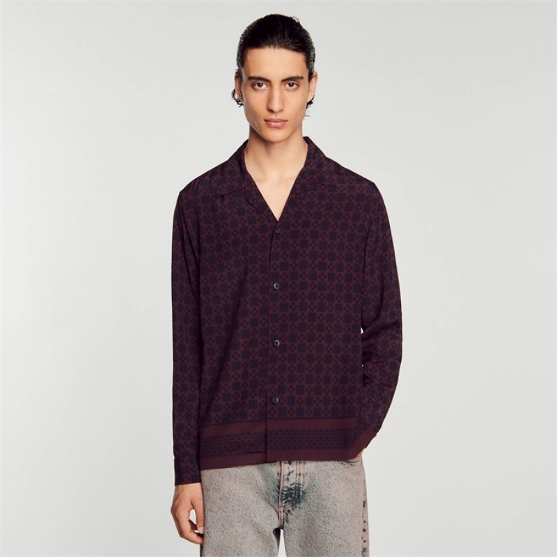 Sandro Square Cross shirt Black Brown | SN-SDO65057