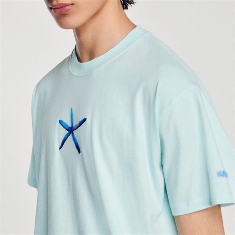 Sandro Starfish T-shirt Mint Blue | SN-SDO65102