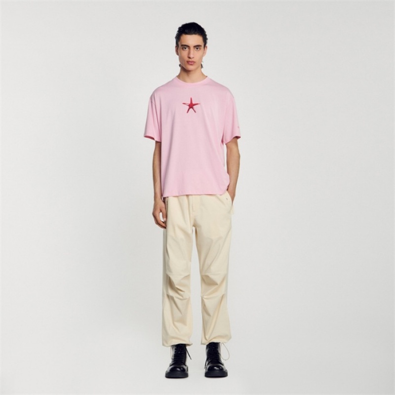 Sandro Starfish T-shirt Pink | SN-SDO65104