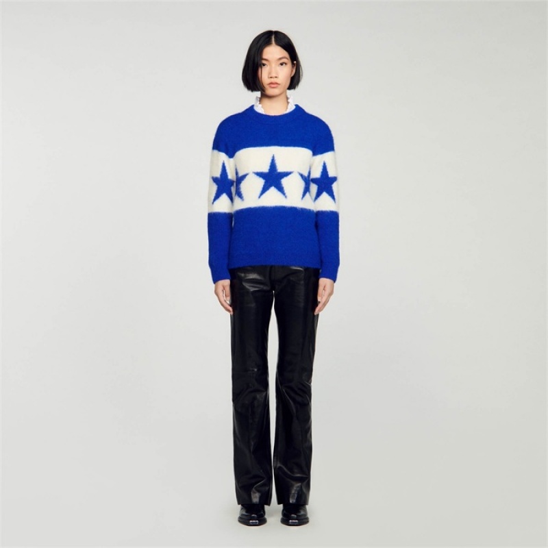 Sandro Starry knit sweater Blue | SN-SDO64643