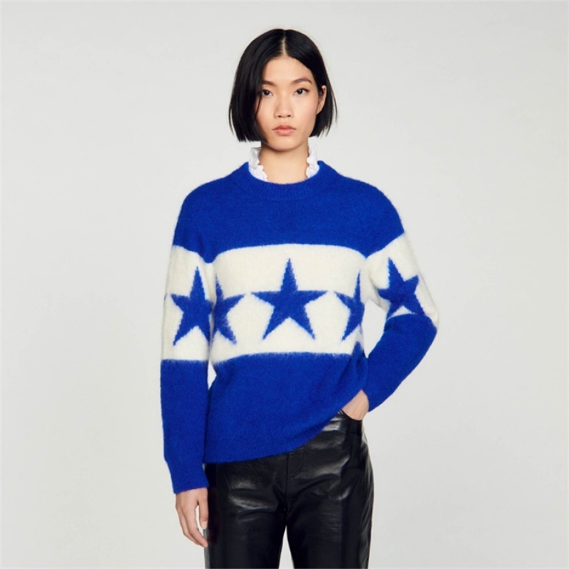 Sandro Starry knit sweater Blue | SN-SDO64643