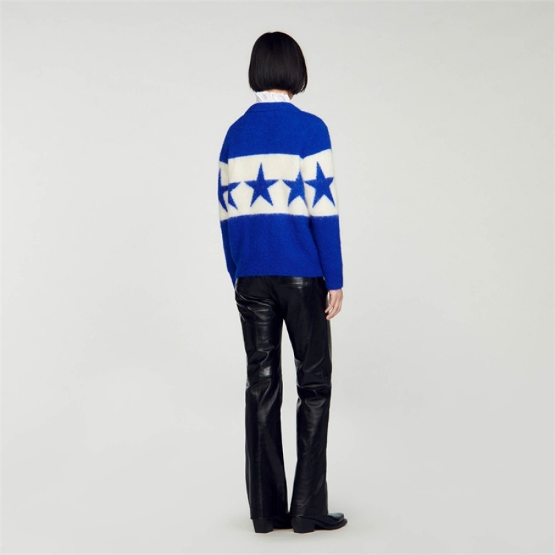 Sandro Starry knit sweater Blue | SN-SDO64643