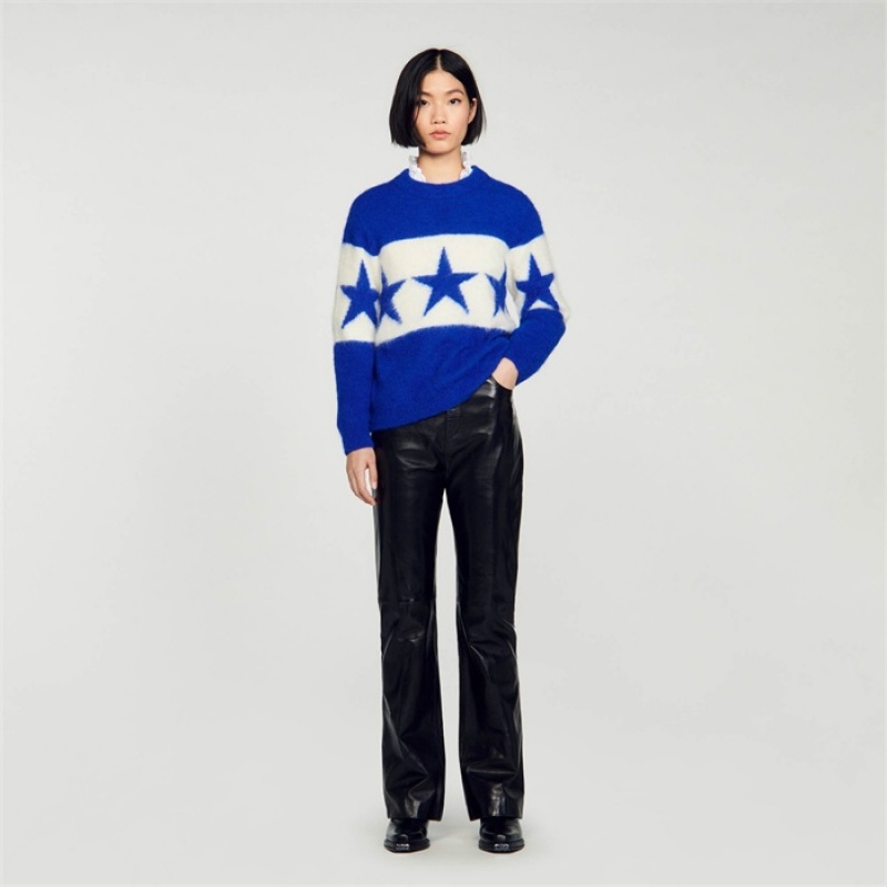 Sandro Starry knit sweater Blue | SN-SDO64643