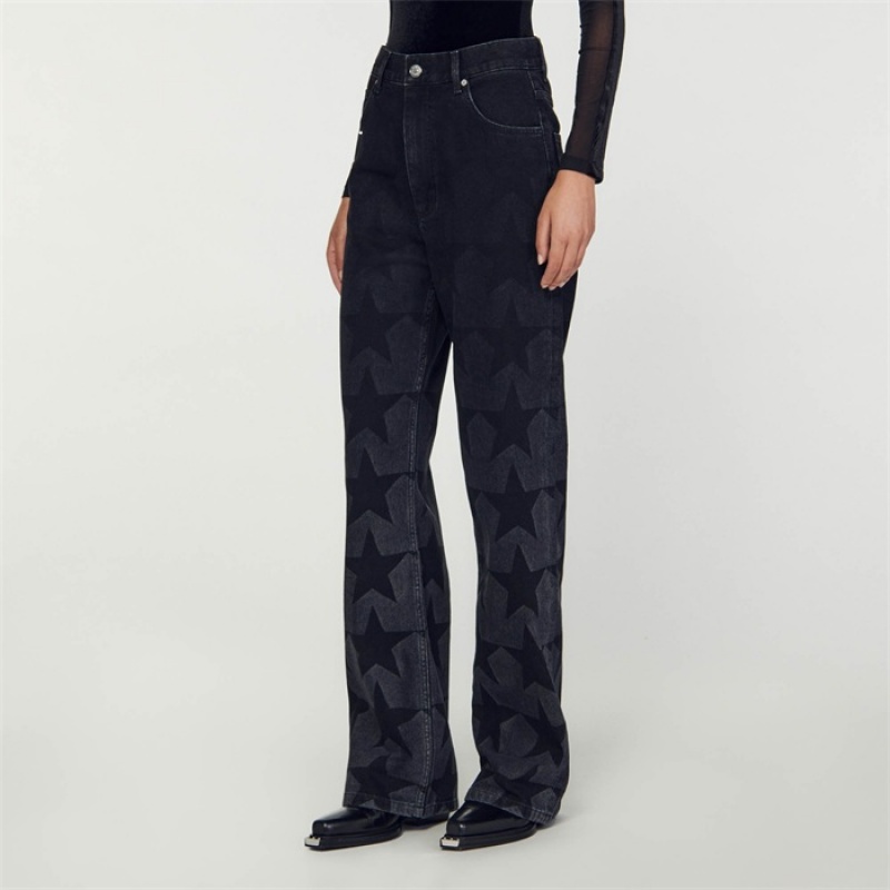 Sandro Starry straight-leg jeans Black | SN-SDO64814