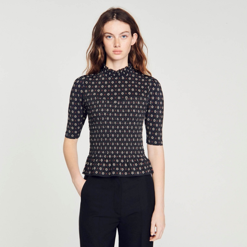 Sandro Starry top Black / Red | SN-SDO64316