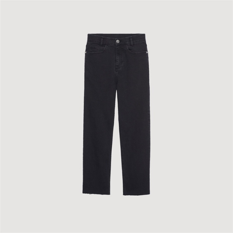 Sandro Straight-cut jeans with raw edges Black | SN-SDO64829