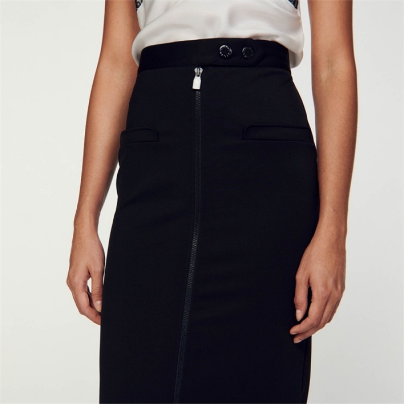 Sandro Straight-fit zip-up skirt Black | SN-SDO64707