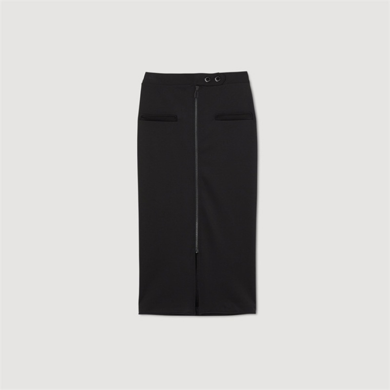 Sandro Straight-fit zip-up skirt Black | SN-SDO64707