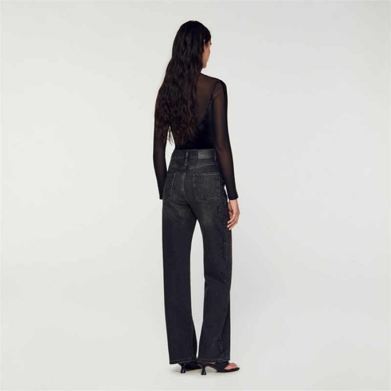 Sandro Straight-leg faded jeans Black | SN-SDO64815