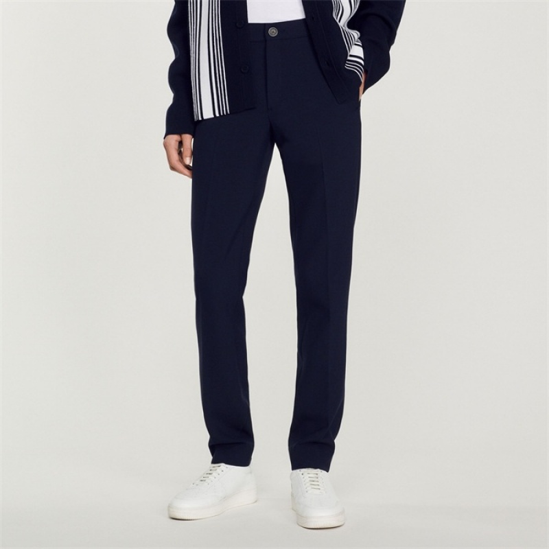 Sandro Straight-leg pants Navy Blue | SN-SDO65329