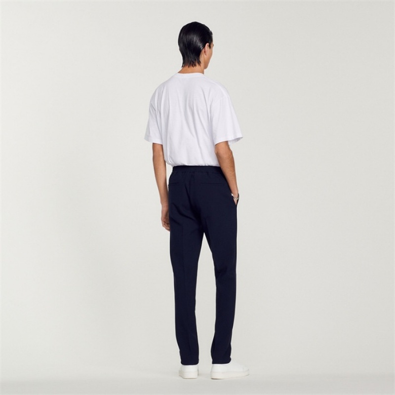 Sandro Straight-leg pants Navy Blue | SN-SDO65329