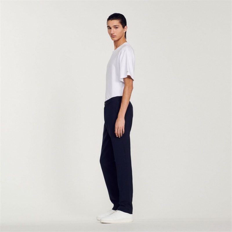 Sandro Straight-leg pants Navy Blue | SN-SDO65329