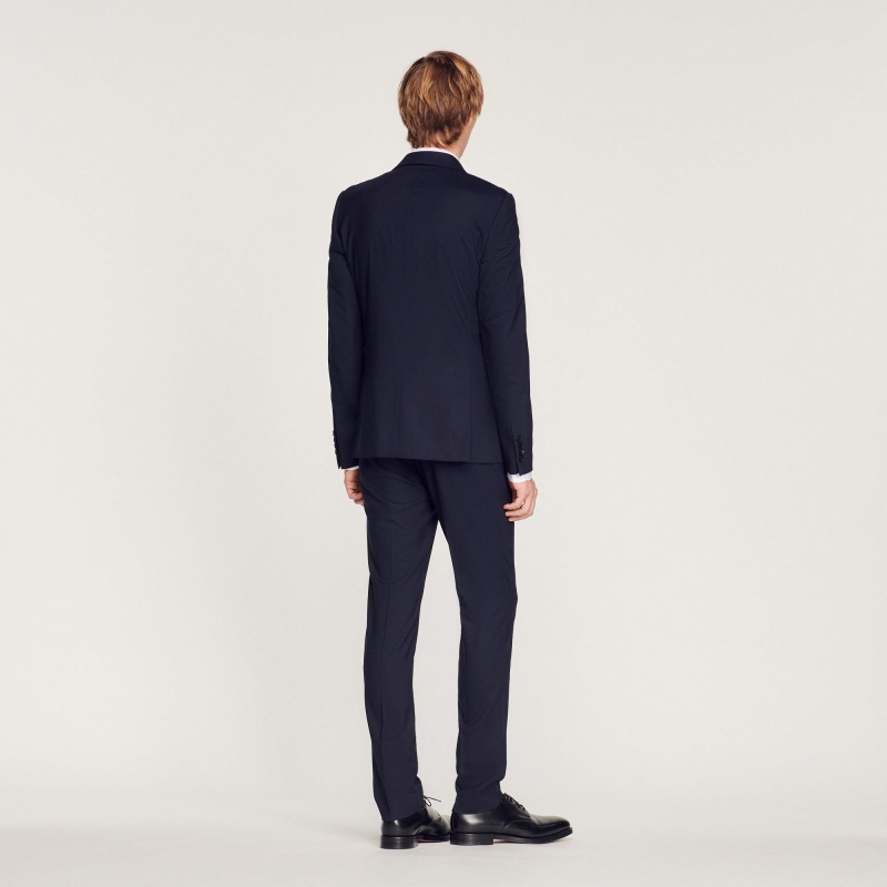 Sandro Stretch wool suit jacket Navy Blue | SN-SDO65204