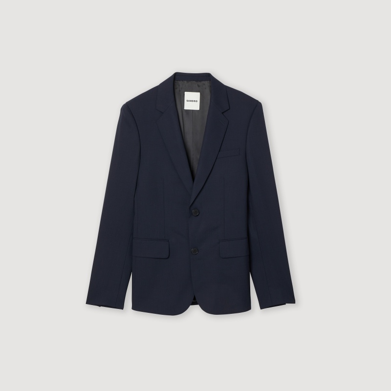 Sandro Stretch wool suit jacket Navy Blue | SN-SDO65204