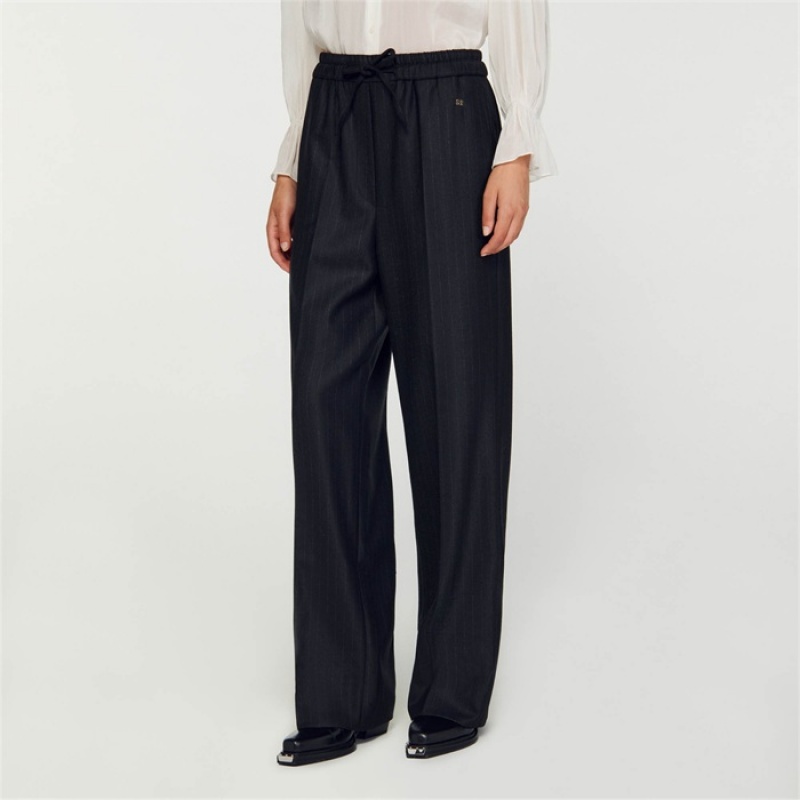 Sandro Striped pants Black / Grey | SN-SDO64777