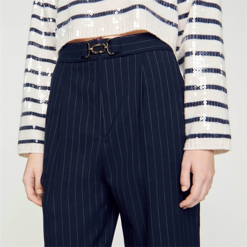 Sandro Striped pants Deep Blue | SN-SDO64746