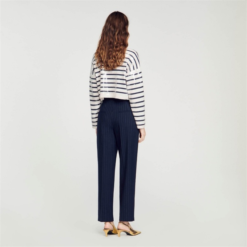 Sandro Striped pants Deep Blue | SN-SDO64746