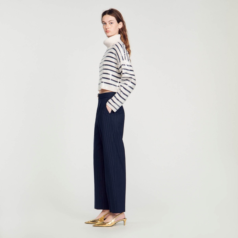 Sandro Striped pants Deep Blue | SN-SDO64746