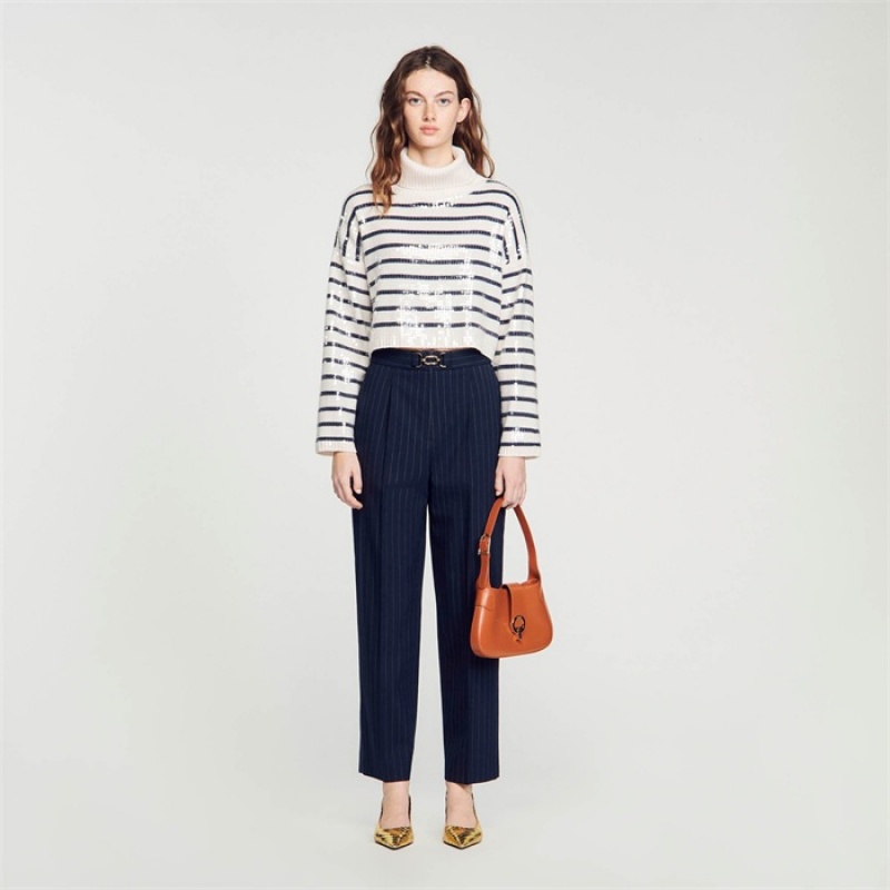 Sandro Striped pants Deep Blue | SN-SDO64746