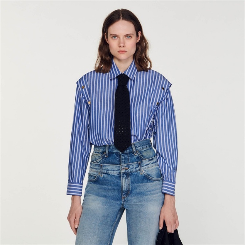 Sandro Striped shirt Blue | SN-SDO64339