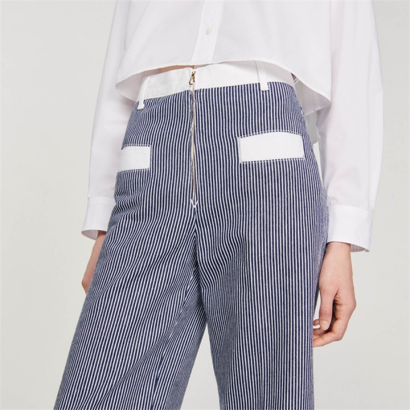 Sandro Striped trousers Blu / White | SN-SDO64835