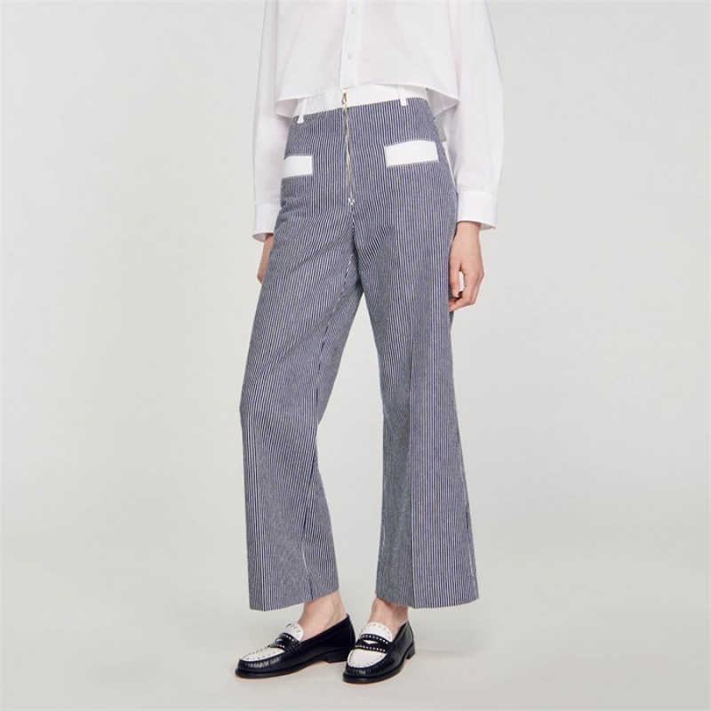 Sandro Striped trousers Blu / White | SN-SDO64835