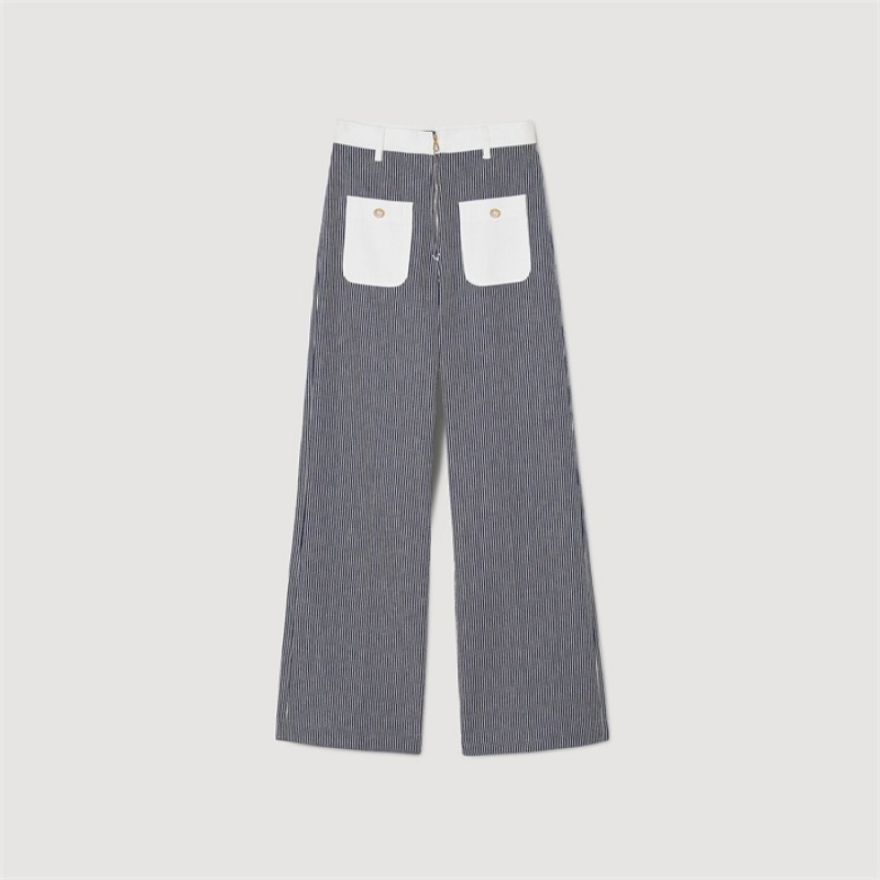 Sandro Striped trousers Blu / White | SN-SDO64835