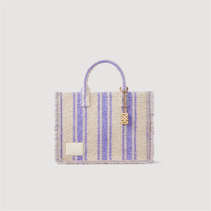 Sandro Stripy Kasbah tote bag Beige | SN-SDO64915