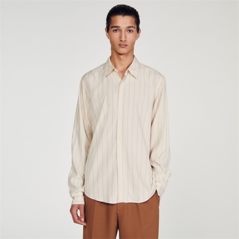 Sandro Stripy shirt Ecru | SN-SDO65032