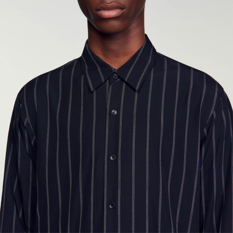 Sandro Stripy shirt Navy Blue | SN-SDO65031