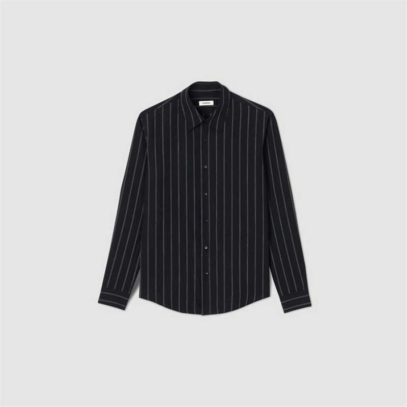 Sandro Stripy shirt Navy Blue | SN-SDO65031