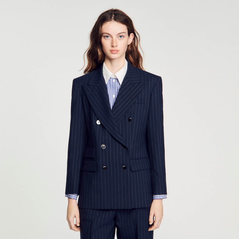 Sandro Stripy suit jacket Deep Blue | SN-SDO64437