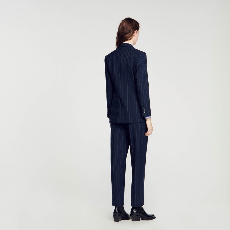 Sandro Stripy suit jacket Deep Blue | SN-SDO64437