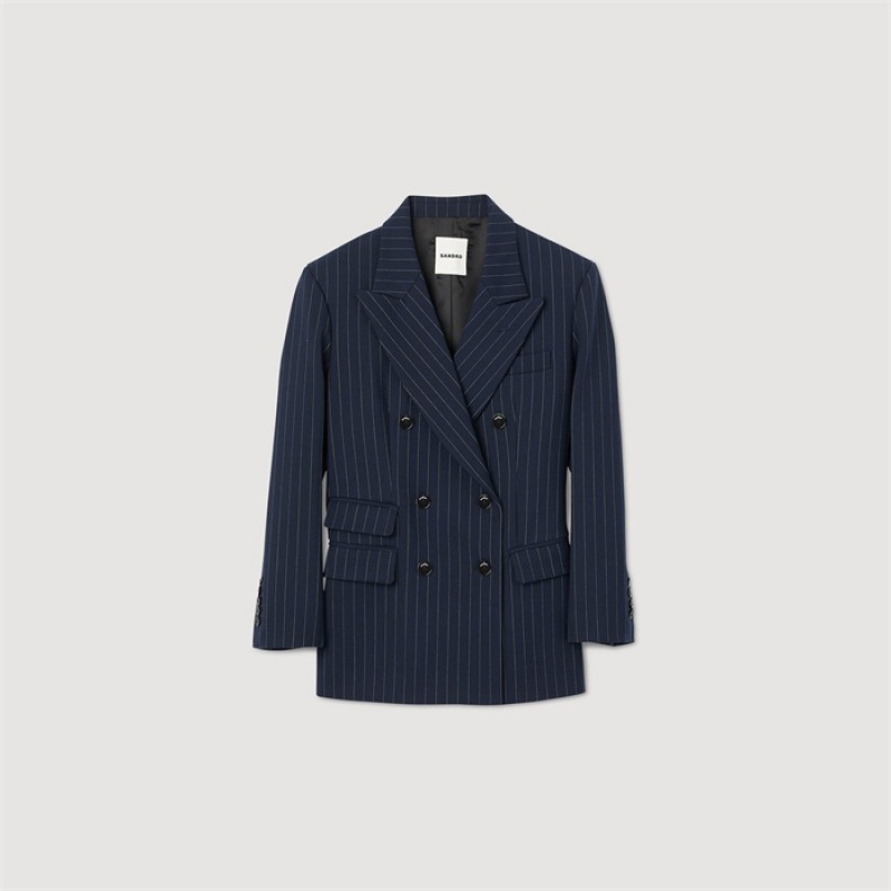 Sandro Stripy suit jacket Deep Blue | SN-SDO64437