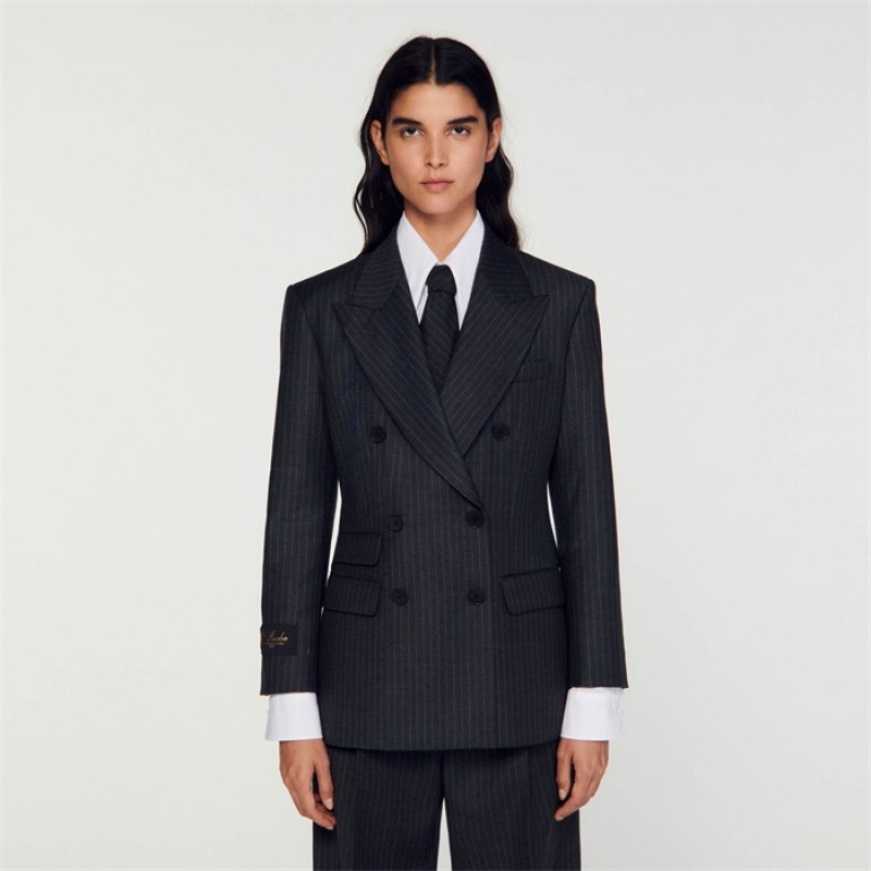 Sandro Stripy suit jacket Grey | SN-SDO64461